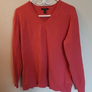 Lands End pink/corral color cotton v-neck sweater
